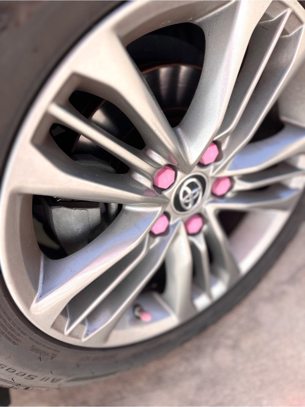 Pink Rhinestone Tire Valve Stem Caps - Picture 4 of 5